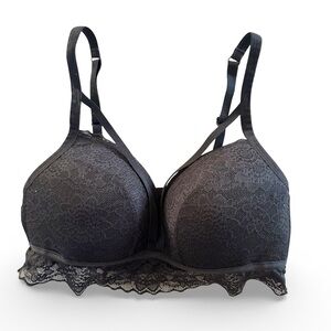 PINK Victoria’s Secret Black Lace Strappy Padded Bralette Size M (D-DD)